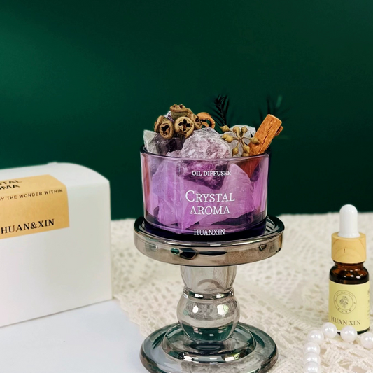 Crystal Aroma Home Scent Stone Essential Oil Diffuser Set With Glass Base